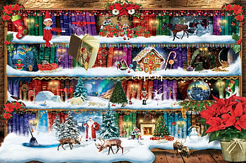 Christmas shelves, shelves, craciun, fantasy, christmas, santa HD wallpaper