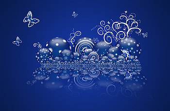 ✼.Summer Cool Marbles.✼, blue, colors, digital art, stars, 3D and CG, butterflies, delicate, pretty, cool, butterfly designs, lovely HD wallpaper