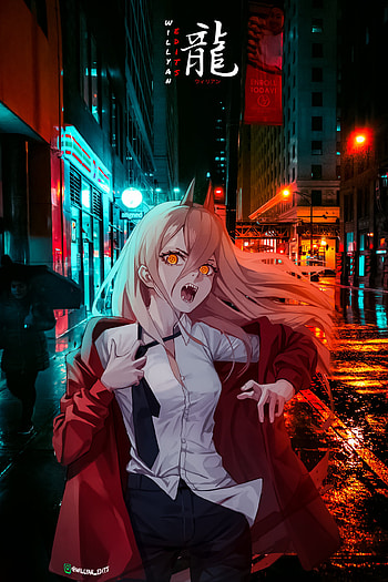 Power, chainsaw man, magenta, pink, anime, makima HD phone wallpaper
