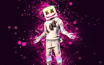 Reactive Marshmello, , purple neon lights, Fortnite Battle Royale, Fortnite characters, Reactive Marshmello Skin, Fortnite, Reactive Marshmello Fortnite HD wallpaper