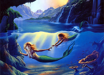 Artistic mermaid, Whimsical background, Beautiful artwork, Imaginative charm HD wallpaper