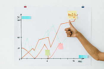A hand giving thumbs up next to profit chart on a whiteboard, indicating success. HD wallpaper