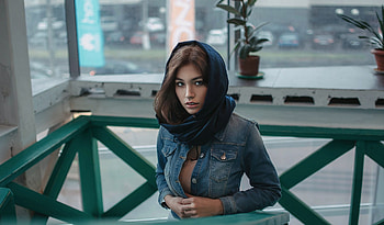 Scarf, woman model, jeans shirt HD wallpaper