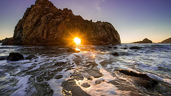 Sunset, sea, beautiful, rock HD wallpaper