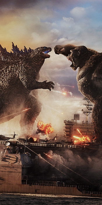 Godzilla vs Kong movie, Legendary showdown, Epic clash, Unforgettable HD phone wallpaper