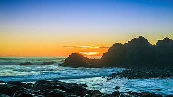 Sunset, coastal beach, nature HD wallpaper