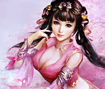 Fantasy girl, art, girl, beauty, woman, ouhe, pink, asdian, phoenixlu, luminos HD wallpaper
