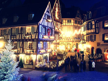 Christmas, lights, house, people, nice HD wallpaper