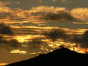 Golden clouds, light, nature, water, sun, sunset HD wallpaper