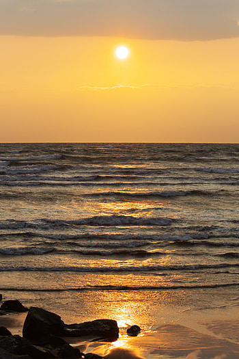 Nature, Sunset, Sea, Waves, Coast HD phone wallpaper