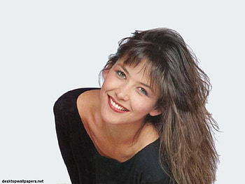 Sophie Marceau, black dress, pretty, smile, eyes, lips, long hair, actress, female HD wallpaper