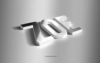 Zoe, silver 3d art, gray background, with names, Zoe name, Zoe greeting card, 3d art, with Zoe name HD wallpaper