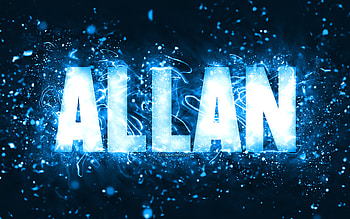 Happy Birtay Allan, , blue neon lights, Allan name, creative, Allan Happy Birtay, Allan Birtay, popular american male names, with Allan name, Allan HD wallpaper