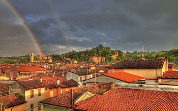 Cities, Rainbow, Building, Roof, Roofs HD wallpaper