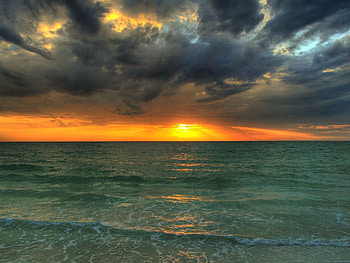 Nature, Sunset, Sea, Waves, Colors, Color HD wallpaper