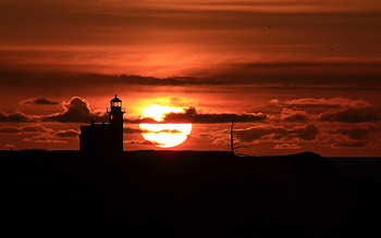Lighthouse Sunset, lighthouse, nature, sun HD wallpaper