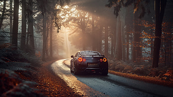 Nissan GT-R Power Through Mystic Forest -, Nissan GT-R, forest HD wallpaper