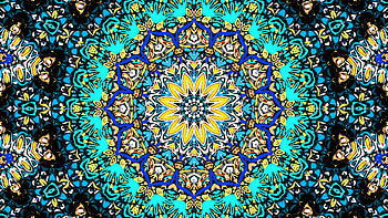 Yellow Blue Pattern Circle Flower Shapes Lines Abstraction Abstract HD wallpaper