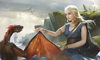 Daenerys Targareyn With His Dragon, game-of-thrones-season-8, daenerys-targaryen, game-of-thrones, tv-shows, artwork, artist, digital-art, artstation HD wallpaper