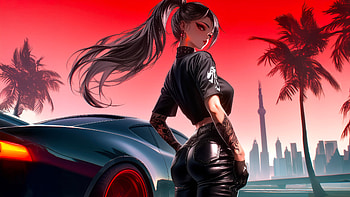 Anime Girl And Her Ride, anime-girl, artist, art, artwork, digital-art, ai HD wallpaper