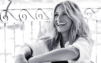 Julia Roberts, Smile, Monochrome, Beautiful woman HD wallpaper