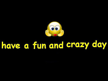 Fun And Crazy Smiley, black, smiley, crazy, yellow HD wallpaper