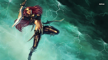 WG, lightning, warior girl, girl, daggers HD wallpaper