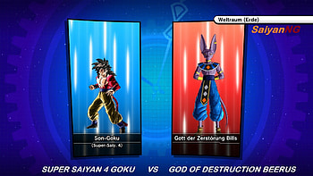 Dragon Ball Xenoverse: Super Saiyan 4 Goku vs God of Destruction Beerus (German/Deutsch) HD wallpaper