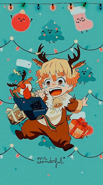 Zenitsu Christmas, yellow, anime Christmas HD phone wallpaper