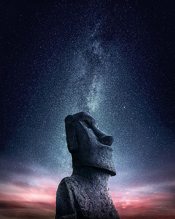 Miscellaneous, Miscellanea, Starry Sky, Statue, Idol, Moai, Easter Strow, Easter Straits HD phone wallpaper