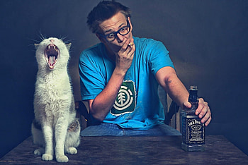 *** Cat with man ***, animal, cats, cat, animals HD wallpaper