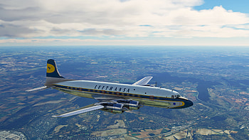 Lufthansa travels, DC6 Lufthansa, AVSIM screenshots, Aviation community HD wallpaper