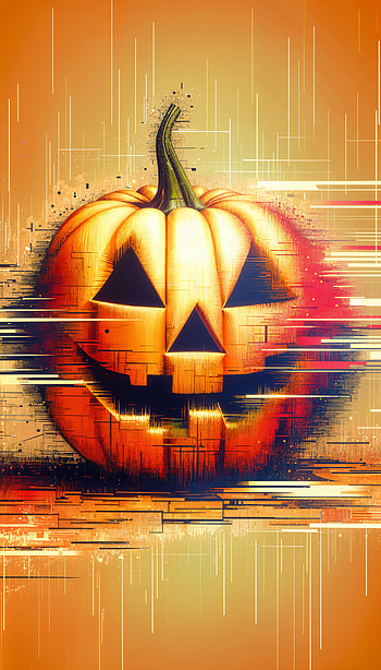 Glitched Pumpkin: A Spooky Delight, pumpkin, halloween, jack-o'-lantern, Autumn, Digital Art HD phone wallpaper