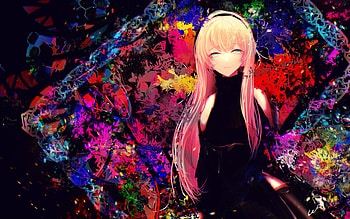 Megurine Luka, paint splashes, Vocaloid Characters, grunge art, manga, Vocaloid, Luka Megurine, Megurine Luka Vocaloid HD wallpaper