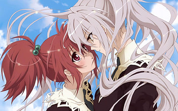 Blushing Embrace, Nagisa, Anime Friends, Strawberry Panic, Hanazono, Shizuma Hanazono, Nagisa Aoi, Yuri, Blushing, Big Eyes, Clouds, Anime Girl, Anime Couple, White Hair, Friends, Blue Sky, Anime, Shizuma, Aoi, Seifuku, Redhead, Embrace, Couple, Red Hair HD wallpaper