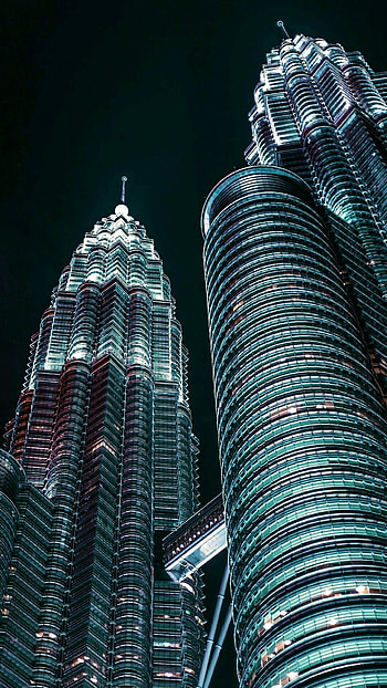 Petronas Twin Towers, Night view, Architecture , Cityscape beauty HD phone wallpaper