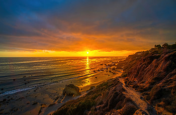 Sunrises And Sunsets Coast Ocean El Matador, sunrise, sunset, ocean, nature HD wallpaper