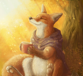 The fox, animal, fantasy, art, yellow, vulpe, natalia kolchina, cup, orange HD wallpaper