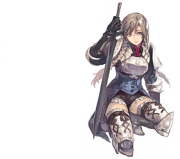Ravness Loxaerion, ninento, cute, long hair, game, warrior, braids, female, plain, sexy, white, sword, hot, girl, armor, blade, anime girl, simple, snes, anime, video game, rpg, weapon HD wallpaper