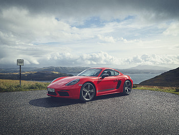 Red outdoor porsche 718 cayman gts sports car HD wallpaper
