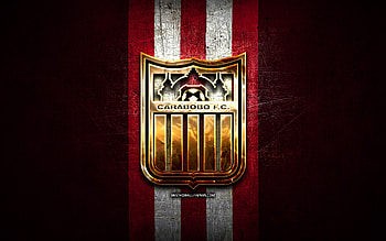 Carabobo FC, golden logo, La Liga FutVe, maroon metal background, football, Venezuelan football club, Carabobo FC logo, soccer, Venezuelan Primera Division, FC Carabobo HD wallpaper