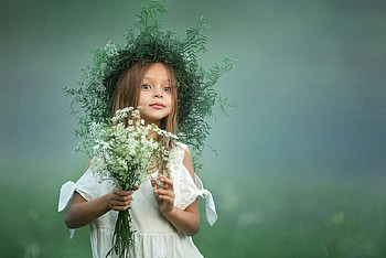 cute, girl, flowers, graphy HD wallpaper