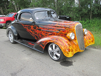 1937 Chevrolet on raceway, headlights, black, graphy, grills, Chevrolet HD wallpaper