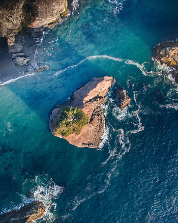 Nature, Water, Sea, Waves, Rocks, View From Above HD phone wallpaper