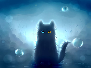 Art, Cat, Black Cat, Heterochromia HD wallpaper