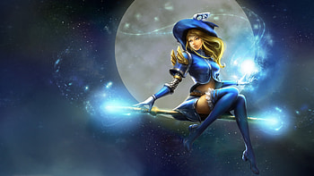Lux Moon Staff Witch Hat League Of Legends, league-of-legends, games, fantasy-girls HD wallpaper