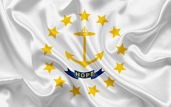 Rhode Island state flag, USA representation, White silk flag, High resolution HD wallpaper