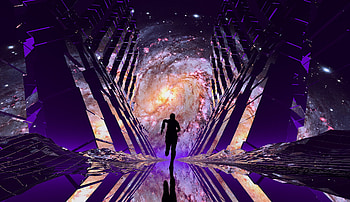 Art, Universe, Silhouette, Nebula, Human, Person, Portal HD wallpaper