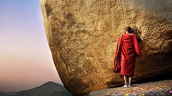 Preview buddha, chayttiyo pagoda, golden hill, monk, burma, myanmar HD wallpaper