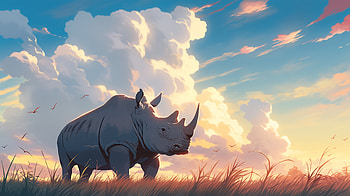Majestic Rhino at Sunset, Animal, rhino HD wallpaper